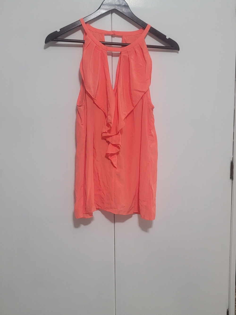 Trina Turk Coral Ruffle Halter Top